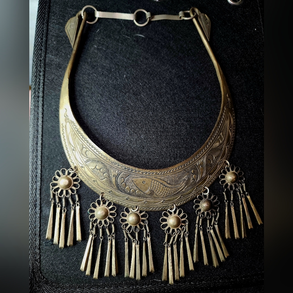 Antique Hmong fringe collar necklace